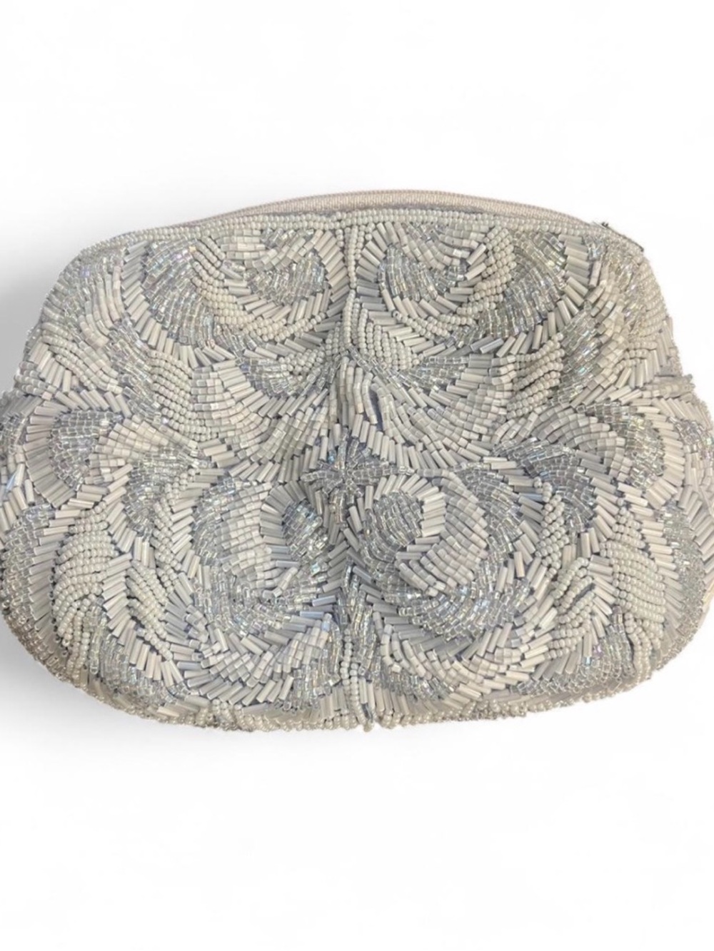 Beaded Blue Evening Clutch with Floral Embellishment Beach Resort Vacay Coastal